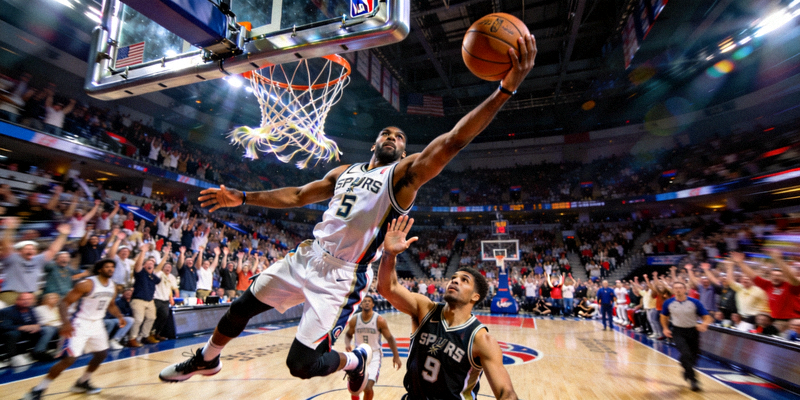 NBA总决赛激烈对抗，球员扣篮精彩画面